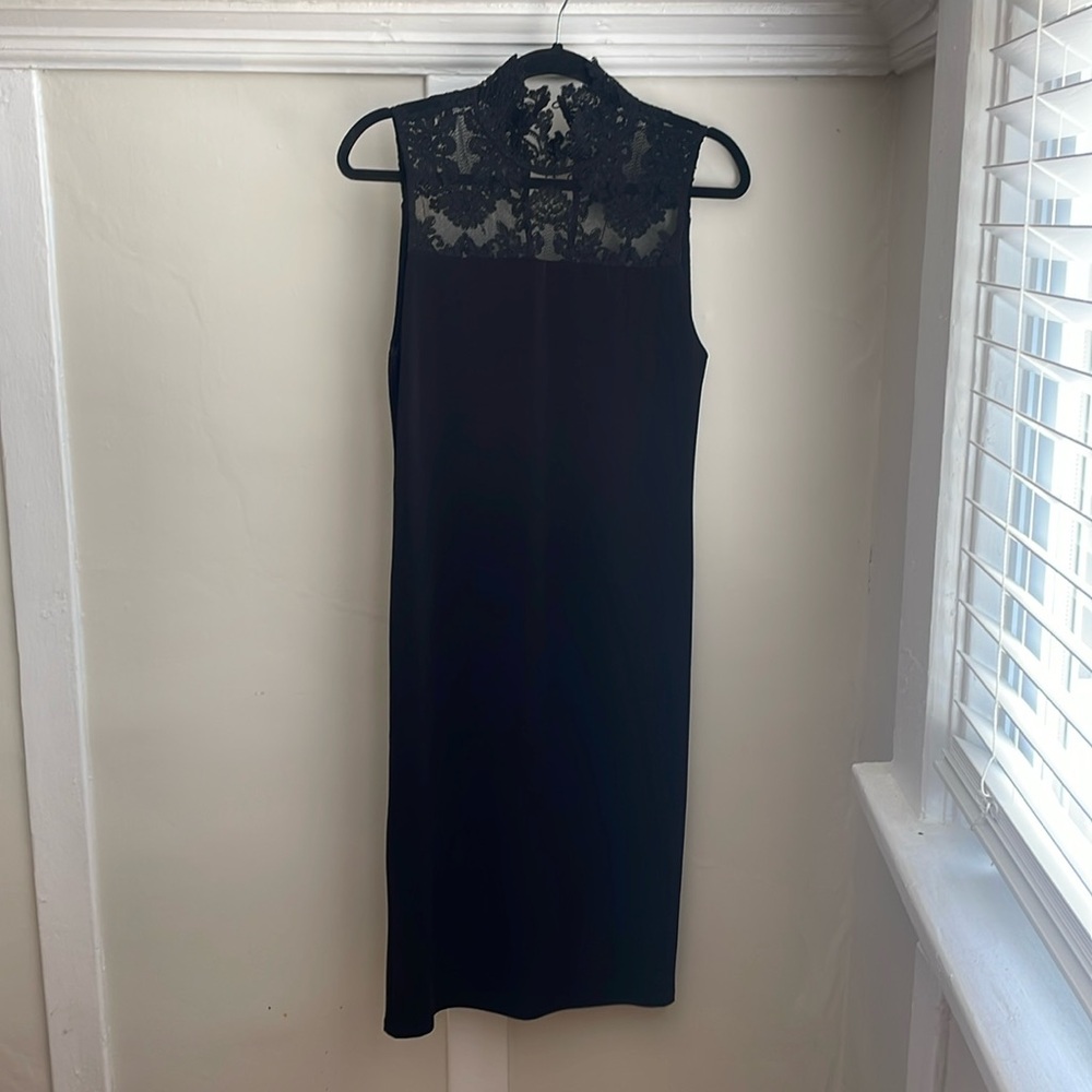 Alice + Olivia Lace Collar Little Black Pencil Dress